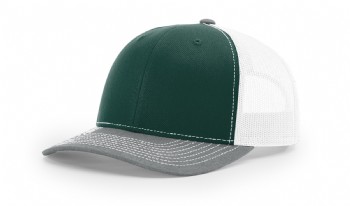 Richardson Snapback Trucker Cap - Dark Green/White/Heather Grey